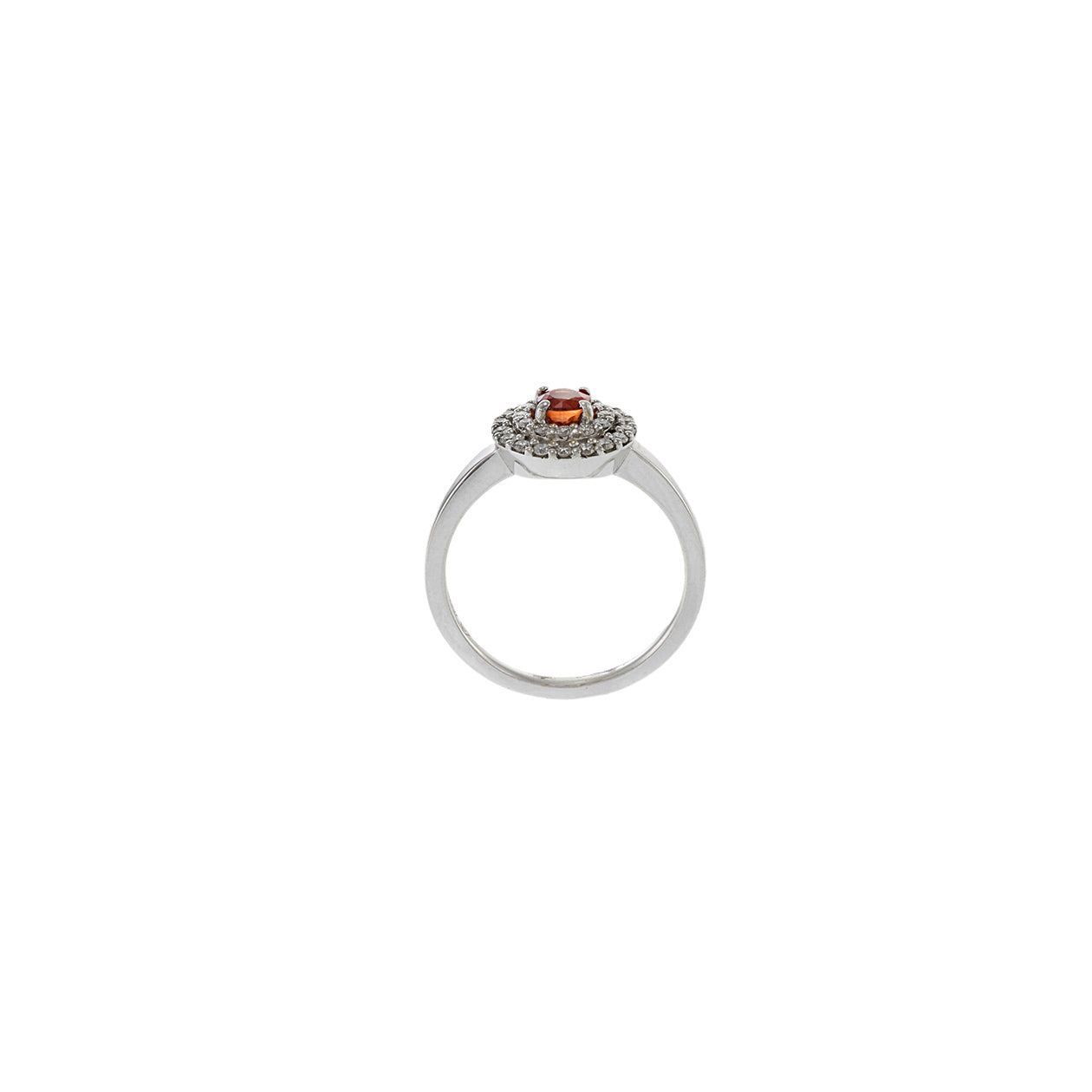 18KT White Gold Orange Sapphire And Diamond Ring