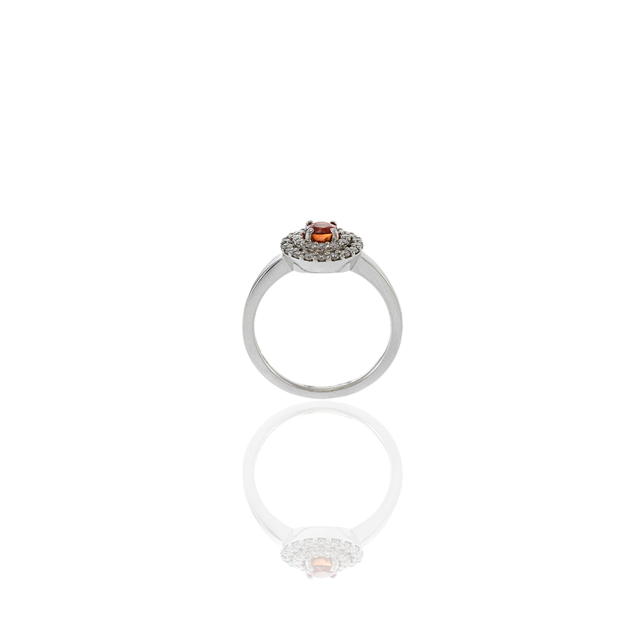 18KT White Gold Orange Sapphire And Diamond Ring