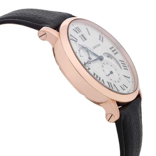Cartier Rotonde Retrograde GMT 18k Gold Silver Guilloche Dial Watch W1556240