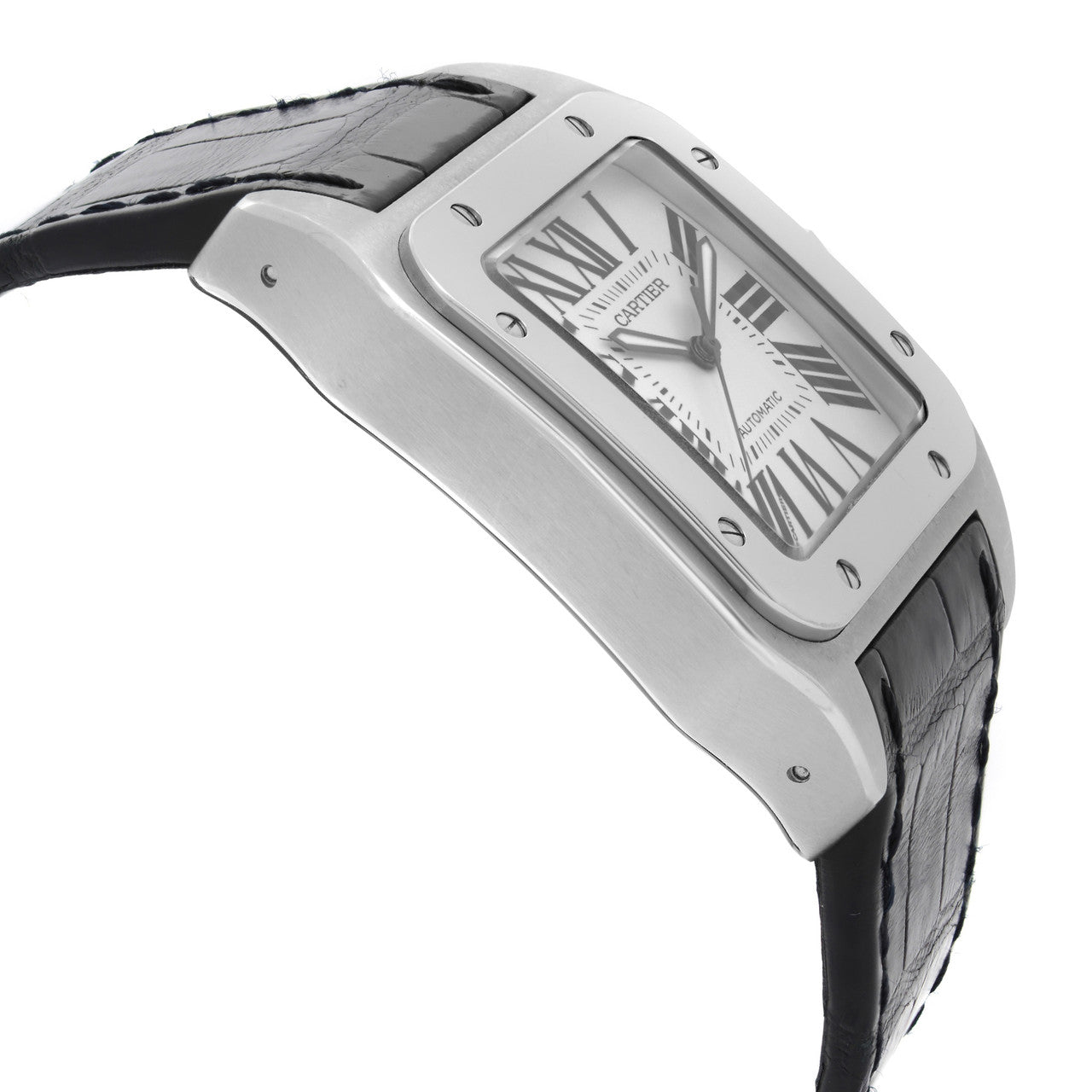 Cartier Santos 100 XL Steel White Roman Dial Automatic Watch W20073X8