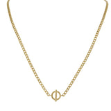 14KT Yellow Gold Circle Bar Adjustable Chain Necklace