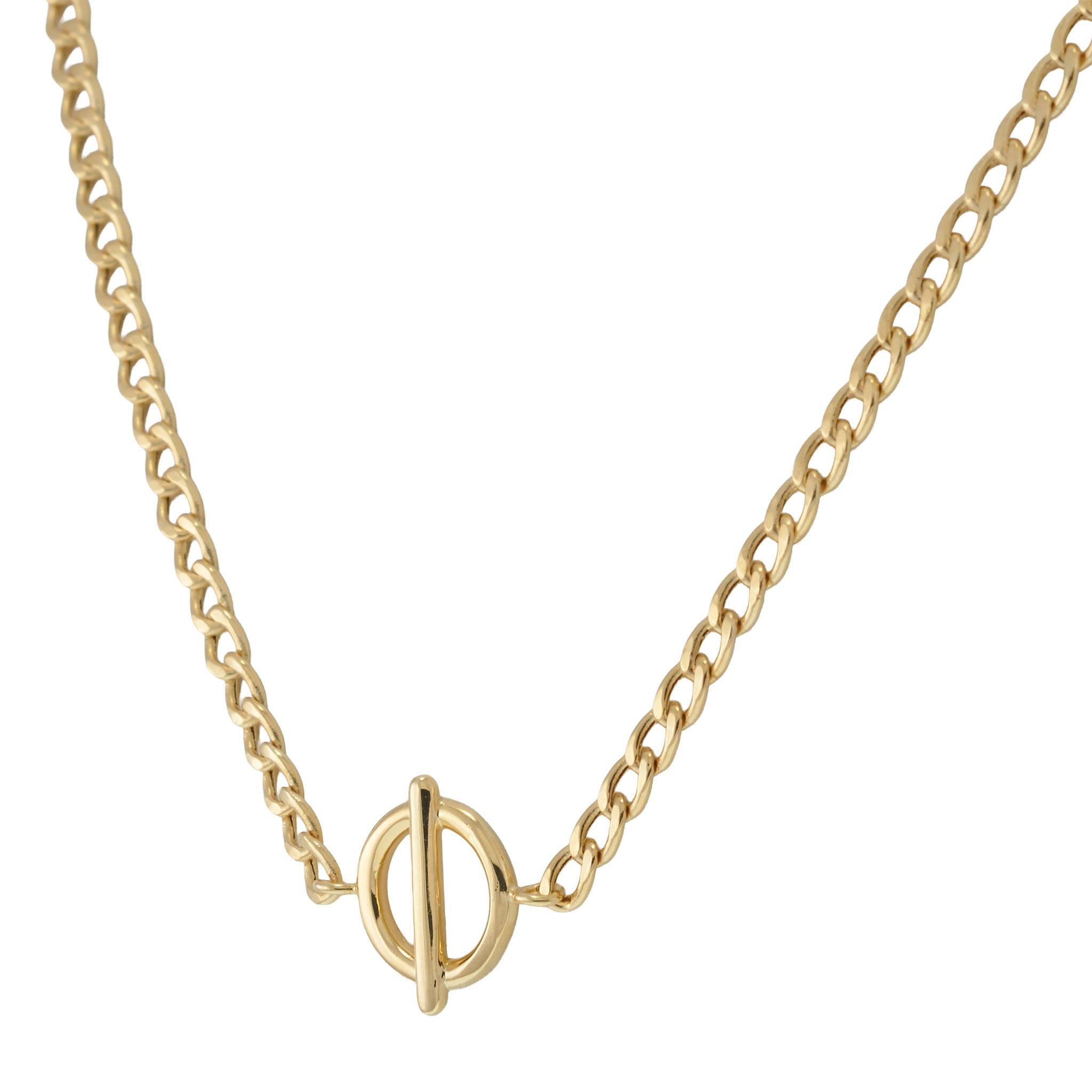 14KT Yellow Gold Circle Bar Adjustable Chain Necklace
