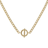 14KT Yellow Gold Circle Bar Adjustable Chain Necklace