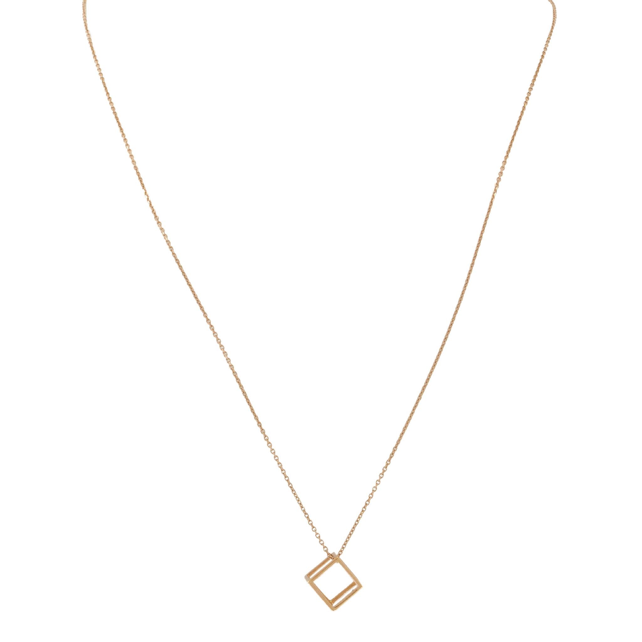 14KT Rose Gold 3D Cube Adjustable Necklace