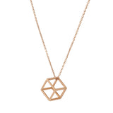 14KT Rose Gold 3D Cube Adjustable Necklace