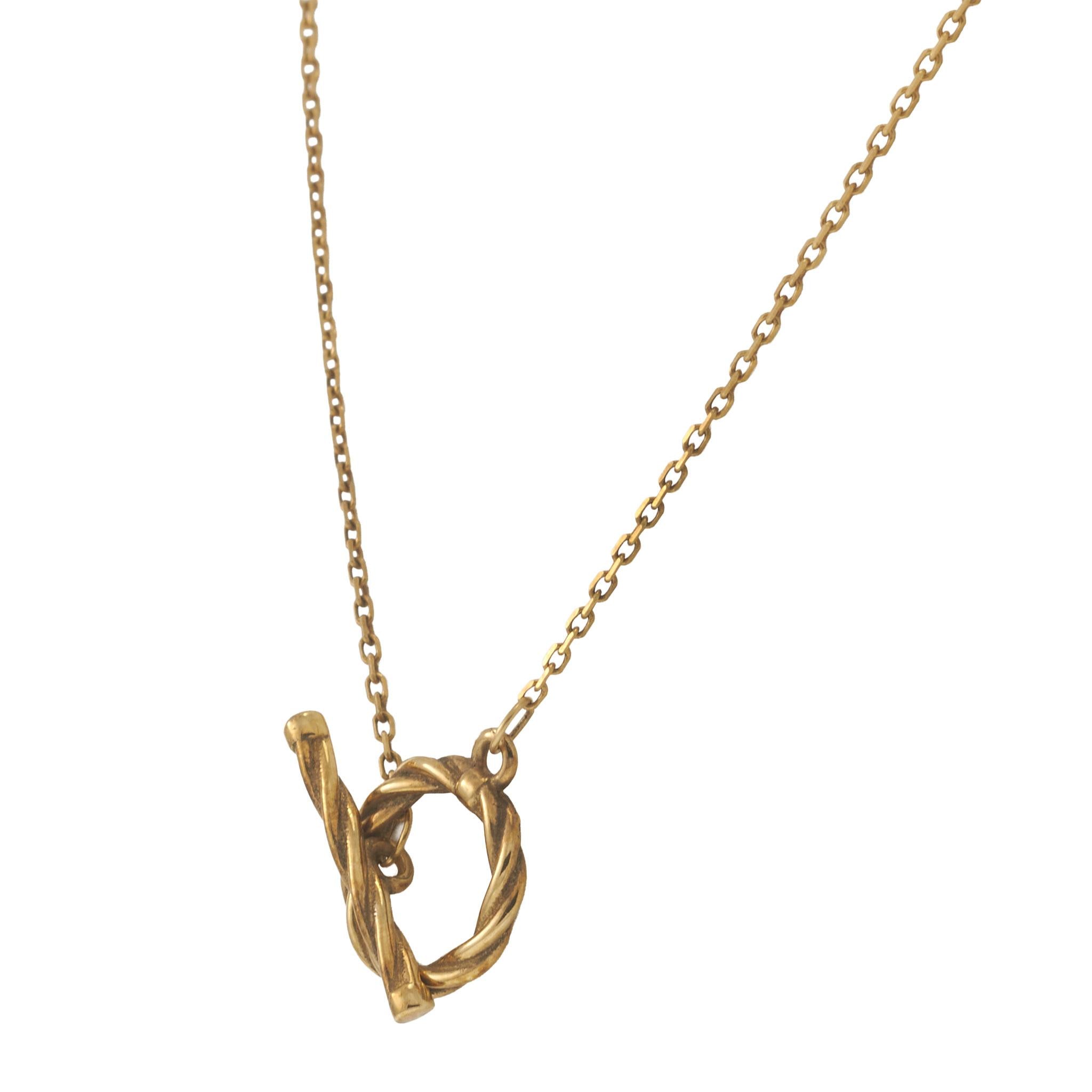 14KT Yellow Gold Twist Toggle Lariat Necklace