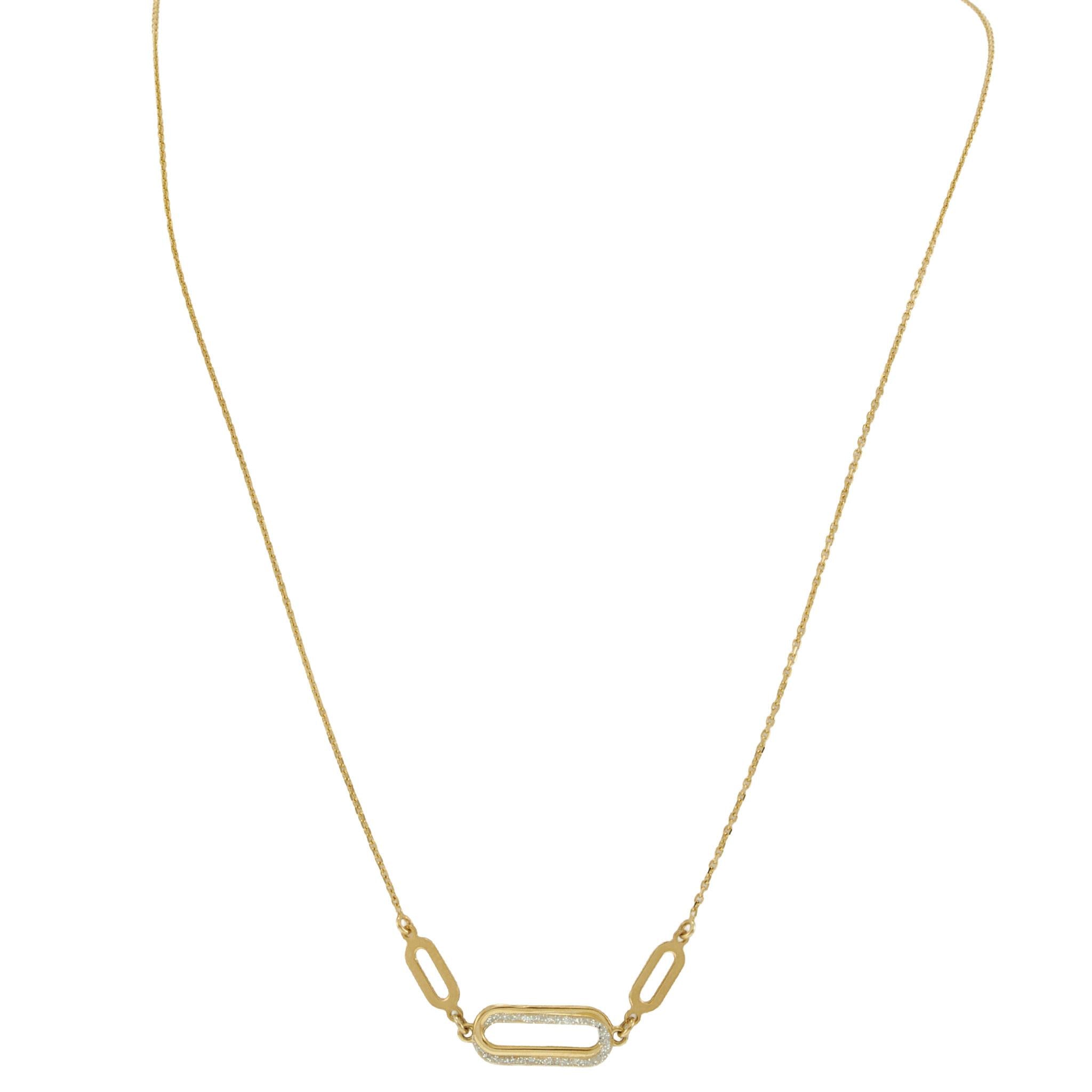 14KT Two-Tone Gold Diamond-Cut Oval Link Necklace