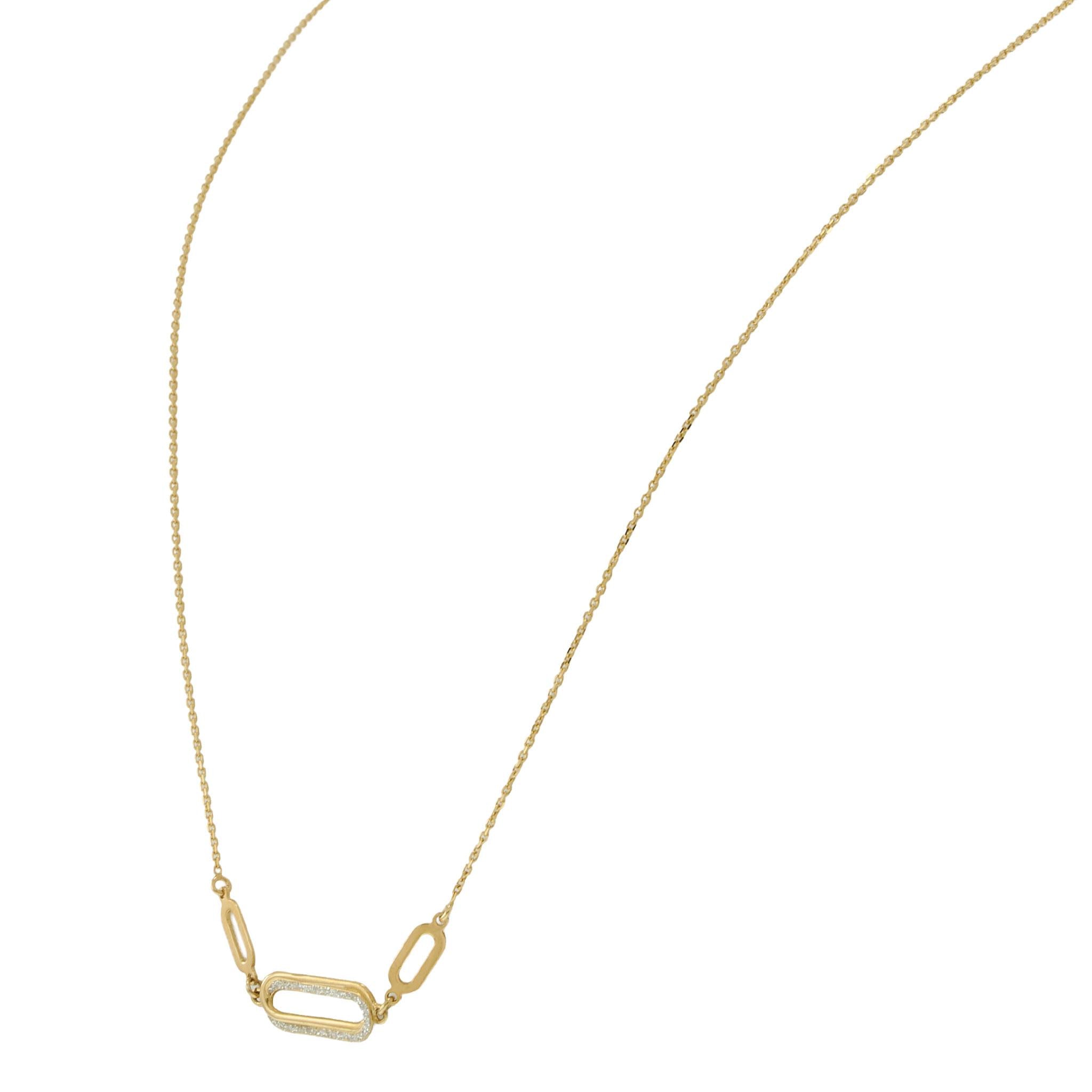 14KT Two-Tone Gold Diamond-Cut Oval Link Necklace
