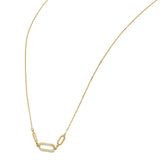 14KT Two-Tone Gold Diamond-Cut Oval Link Necklace