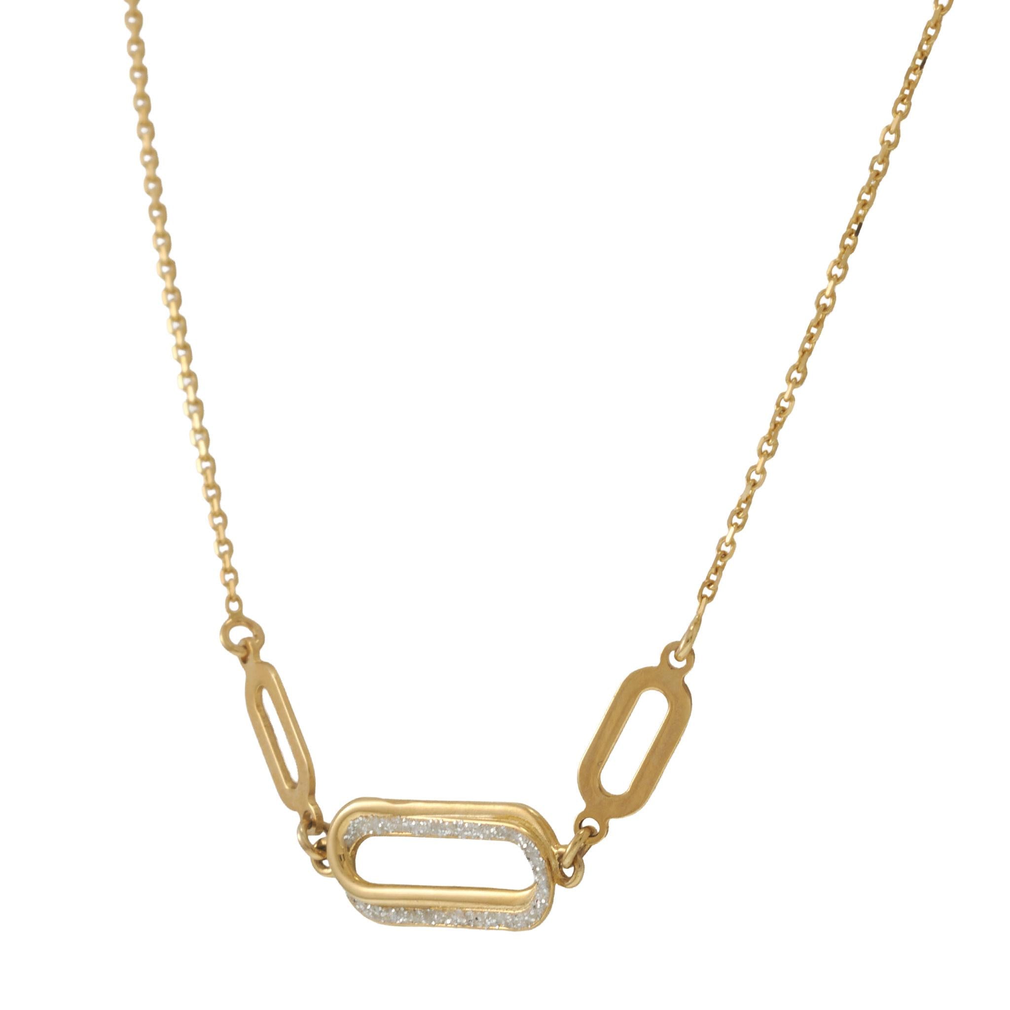 14KT Two-Tone Gold Diamond-Cut Oval Link Necklace