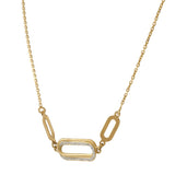 14KT Two-Tone Gold Diamond-Cut Oval Link Necklace