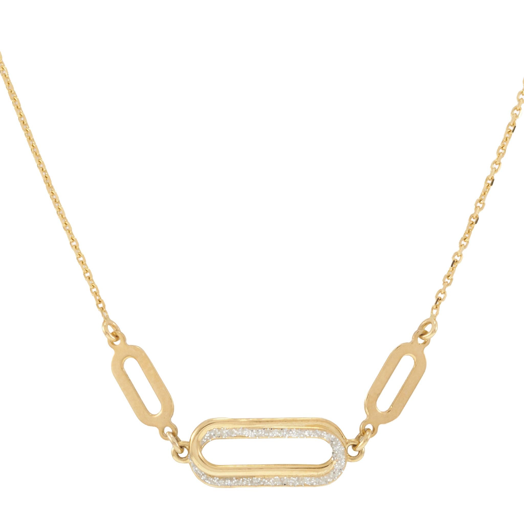 14KT Two-Tone Gold Diamond-Cut Oval Link Necklace