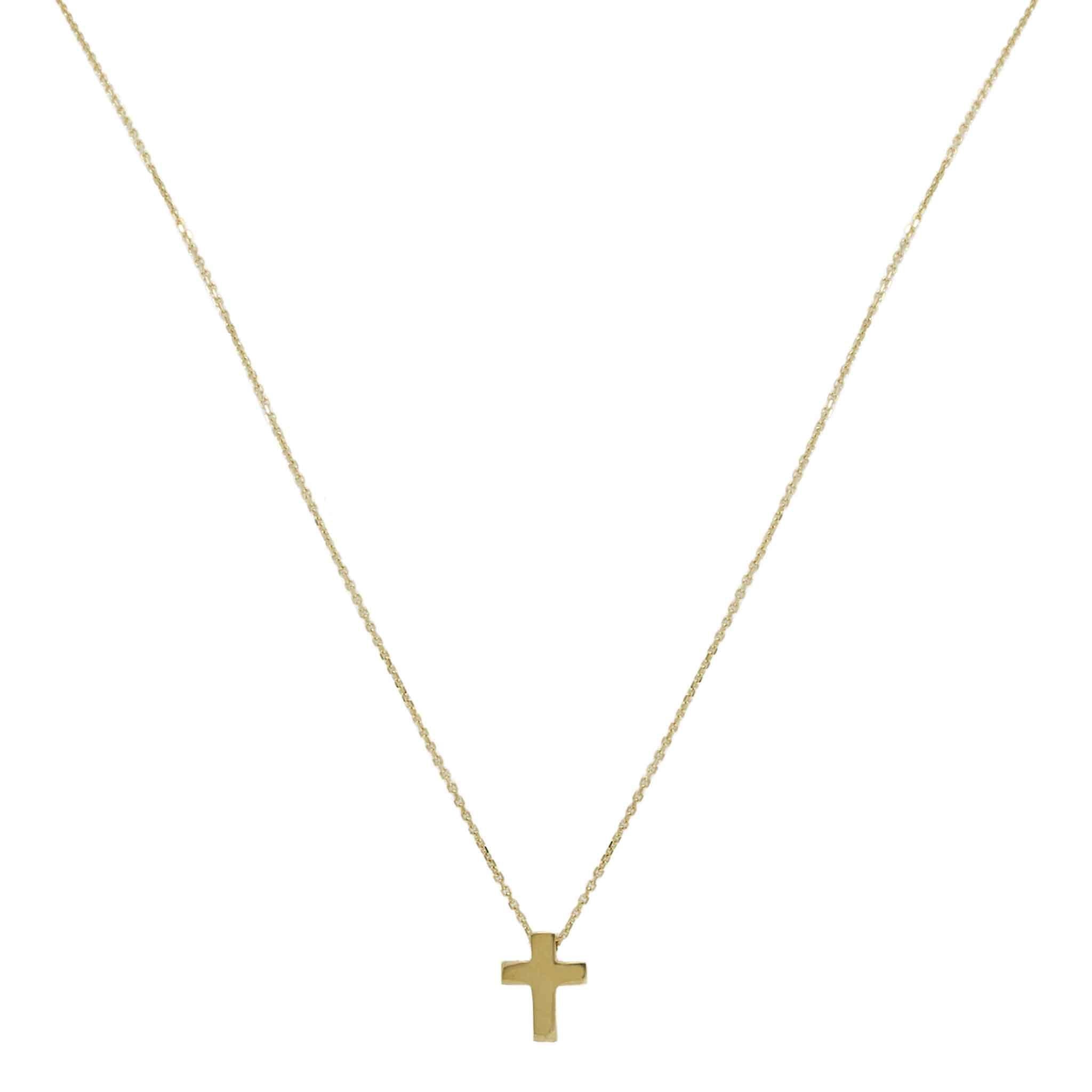 14KT Yellow Gold Mini Cross Adjustable Necklace