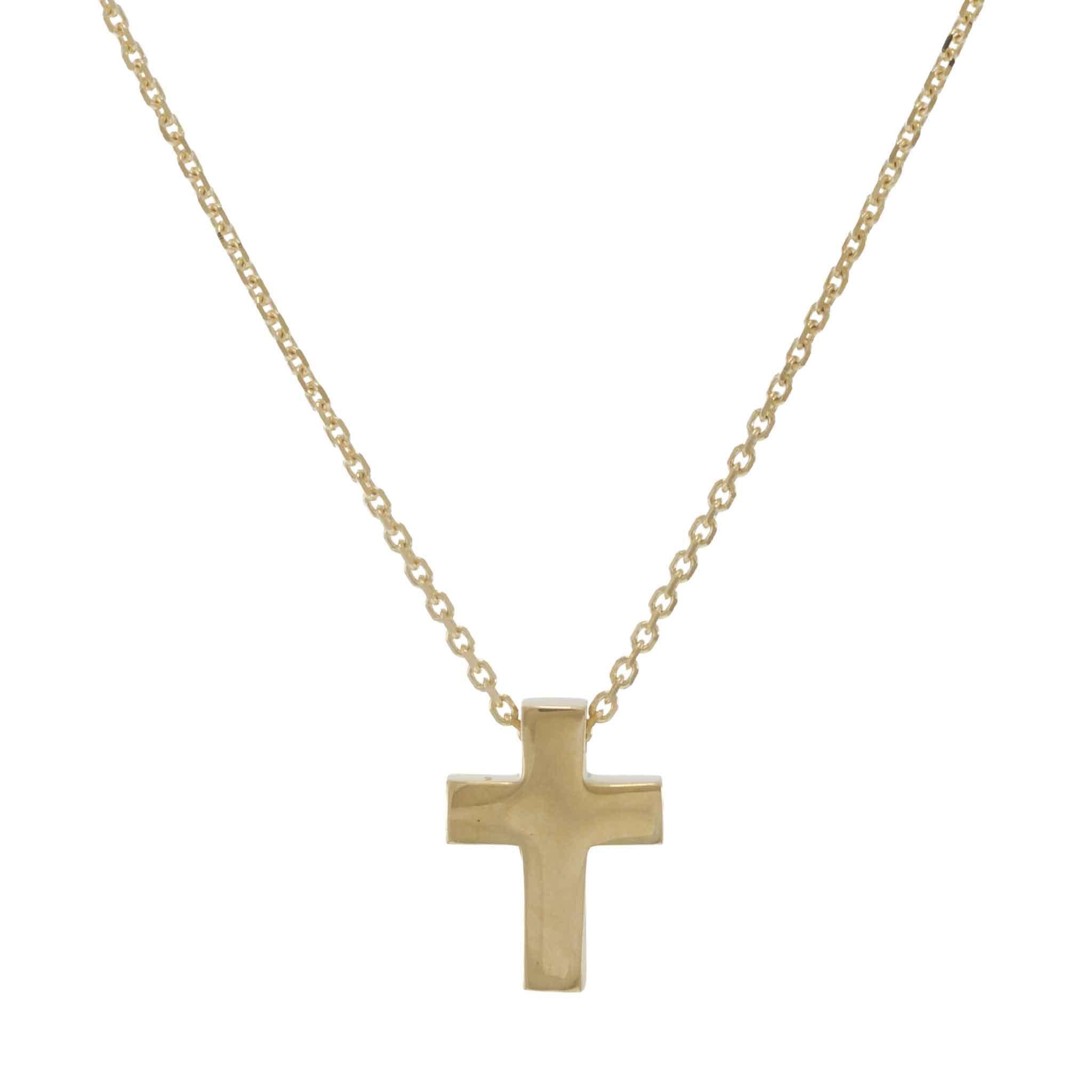 14KT Yellow Gold Mini Cross Adjustable Necklace