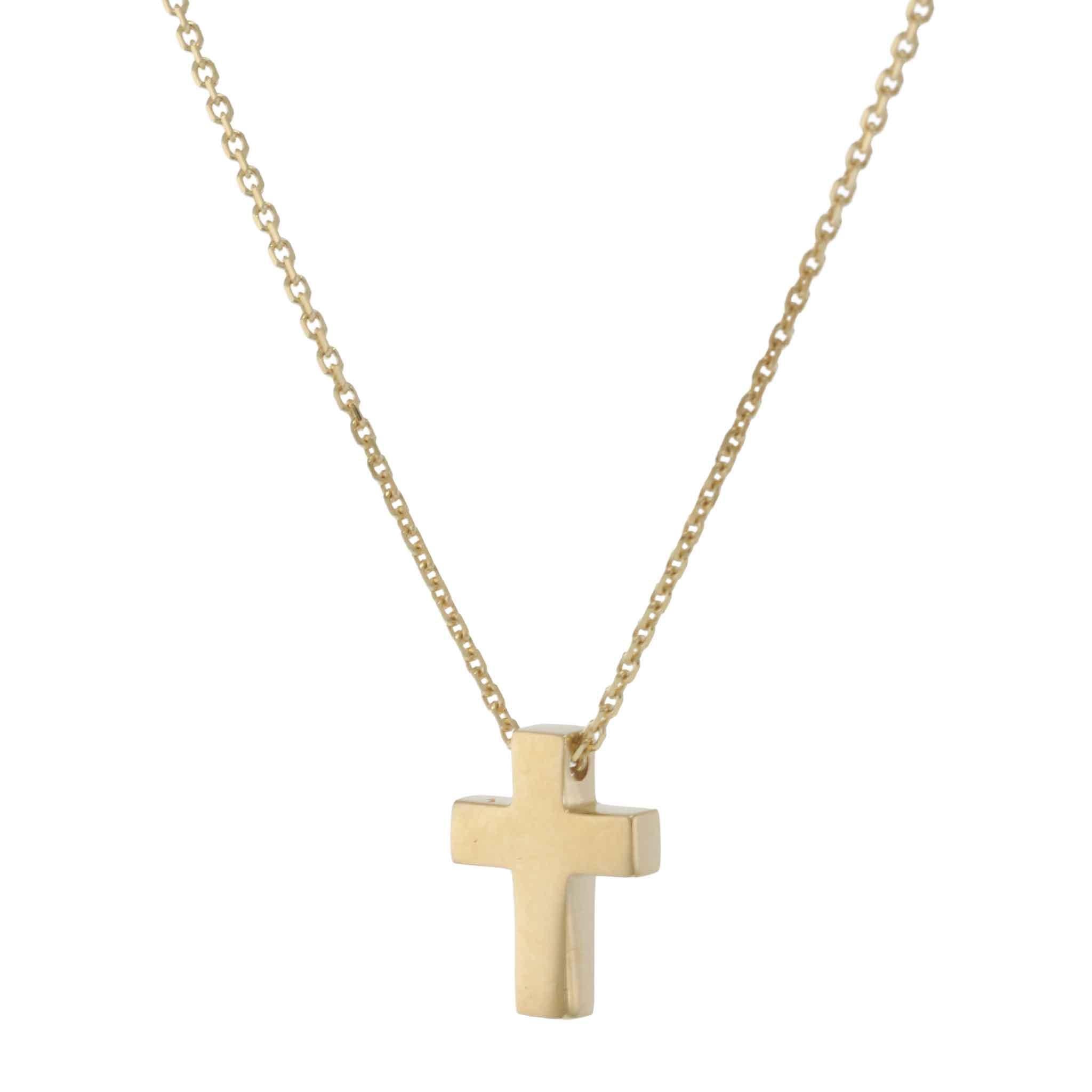 14KT Yellow Gold Mini Cross Adjustable Necklace