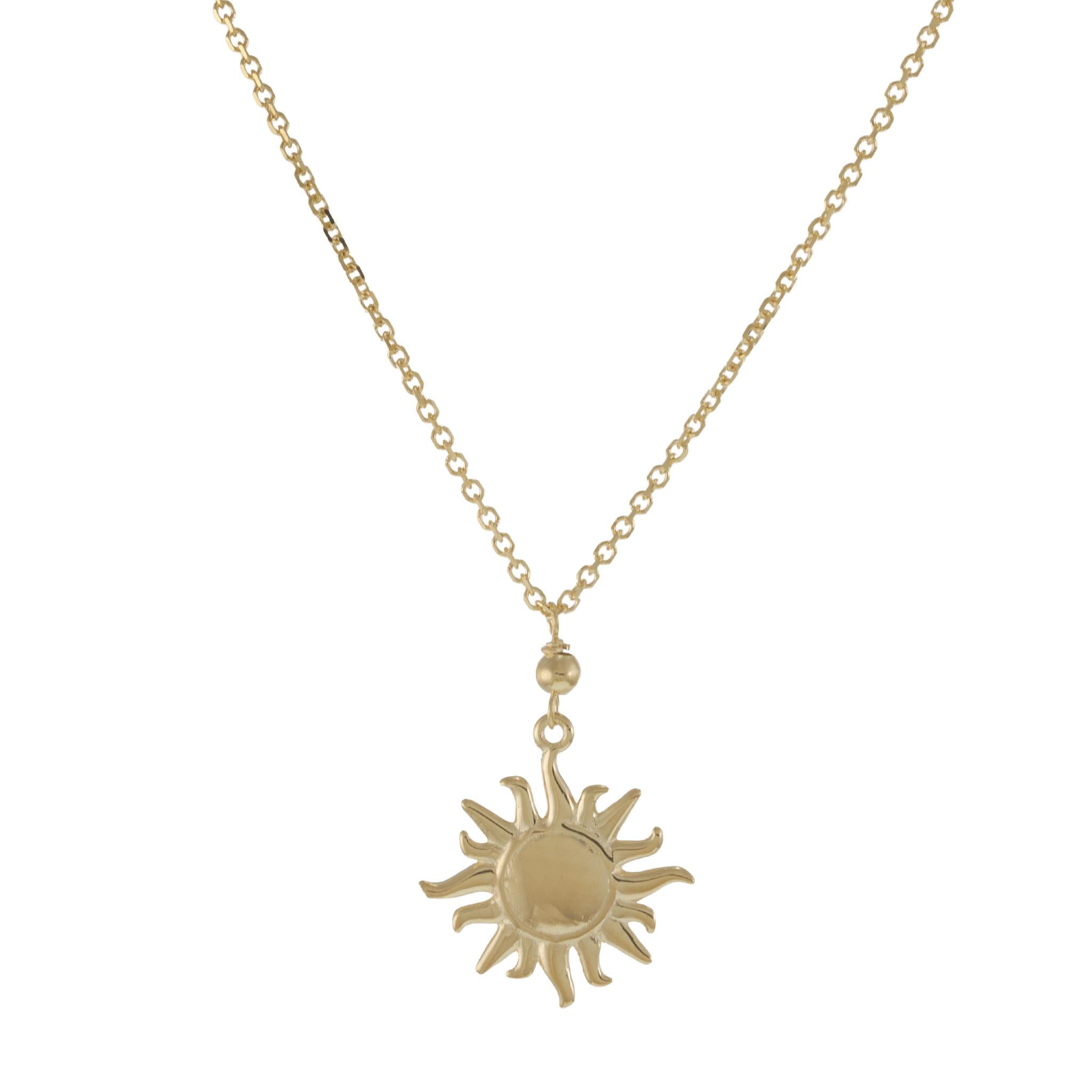 14KT Yellow Gold Sun Pendant Necklace