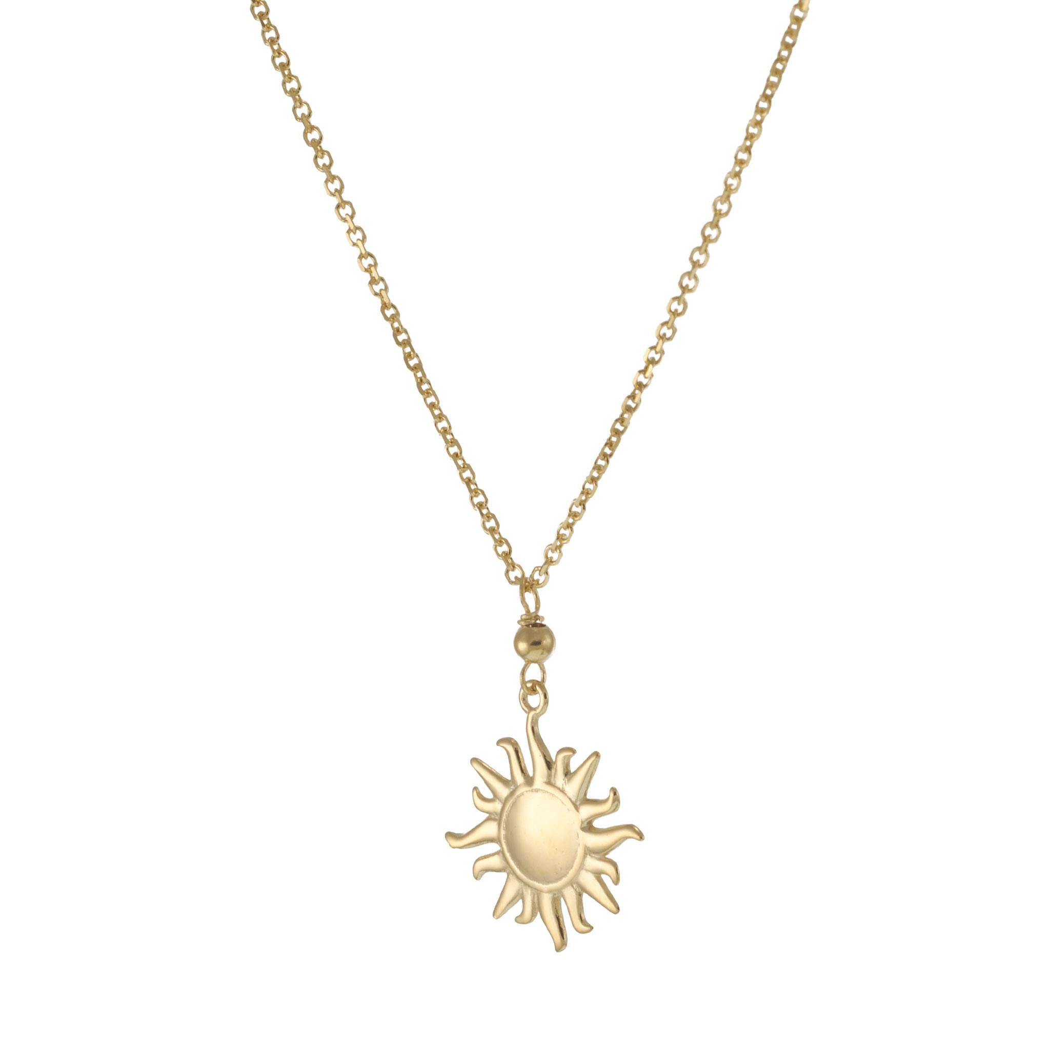 14KT Yellow Gold Sun Pendant Necklace