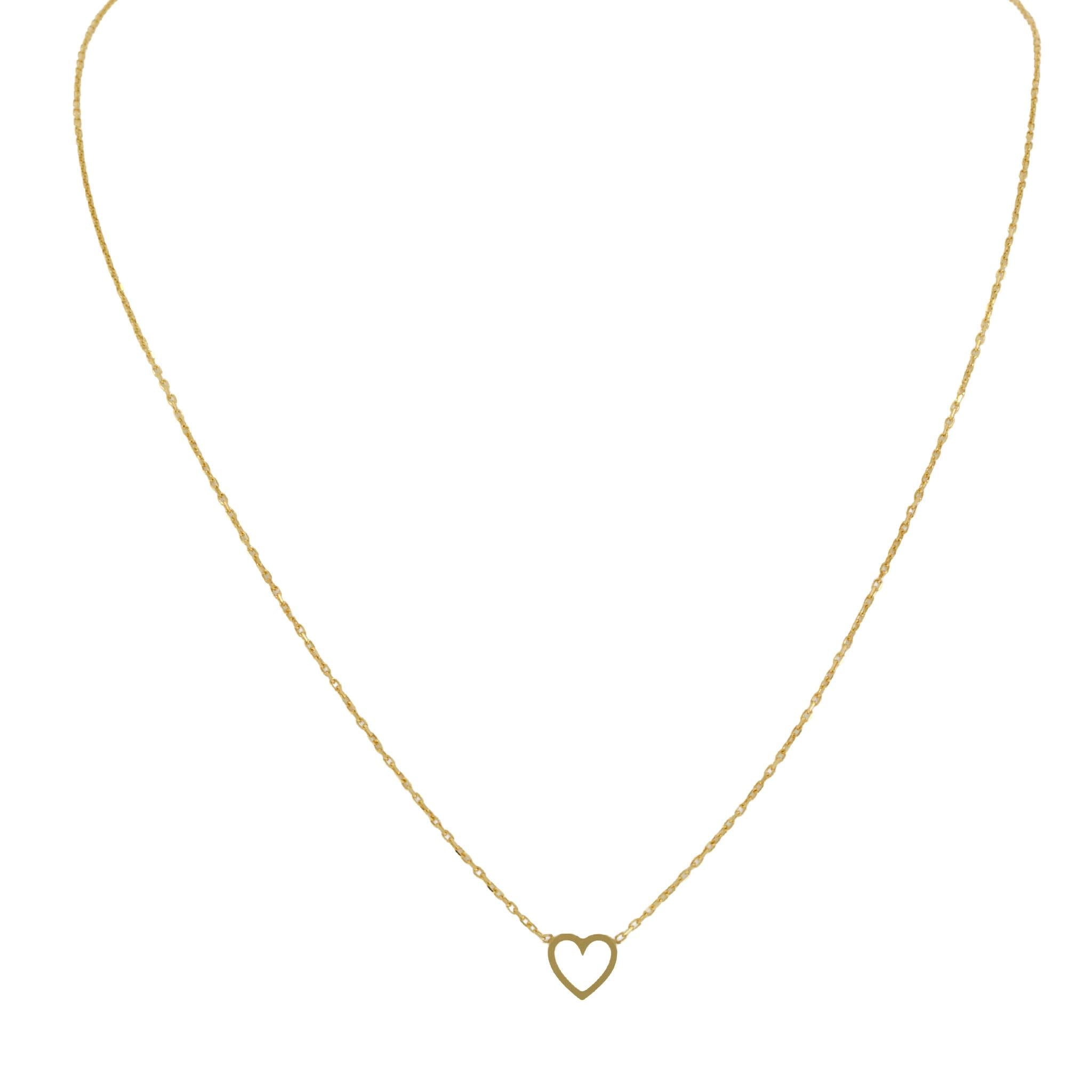 14KT Yellow Gold Open Heart Pendant Necklace