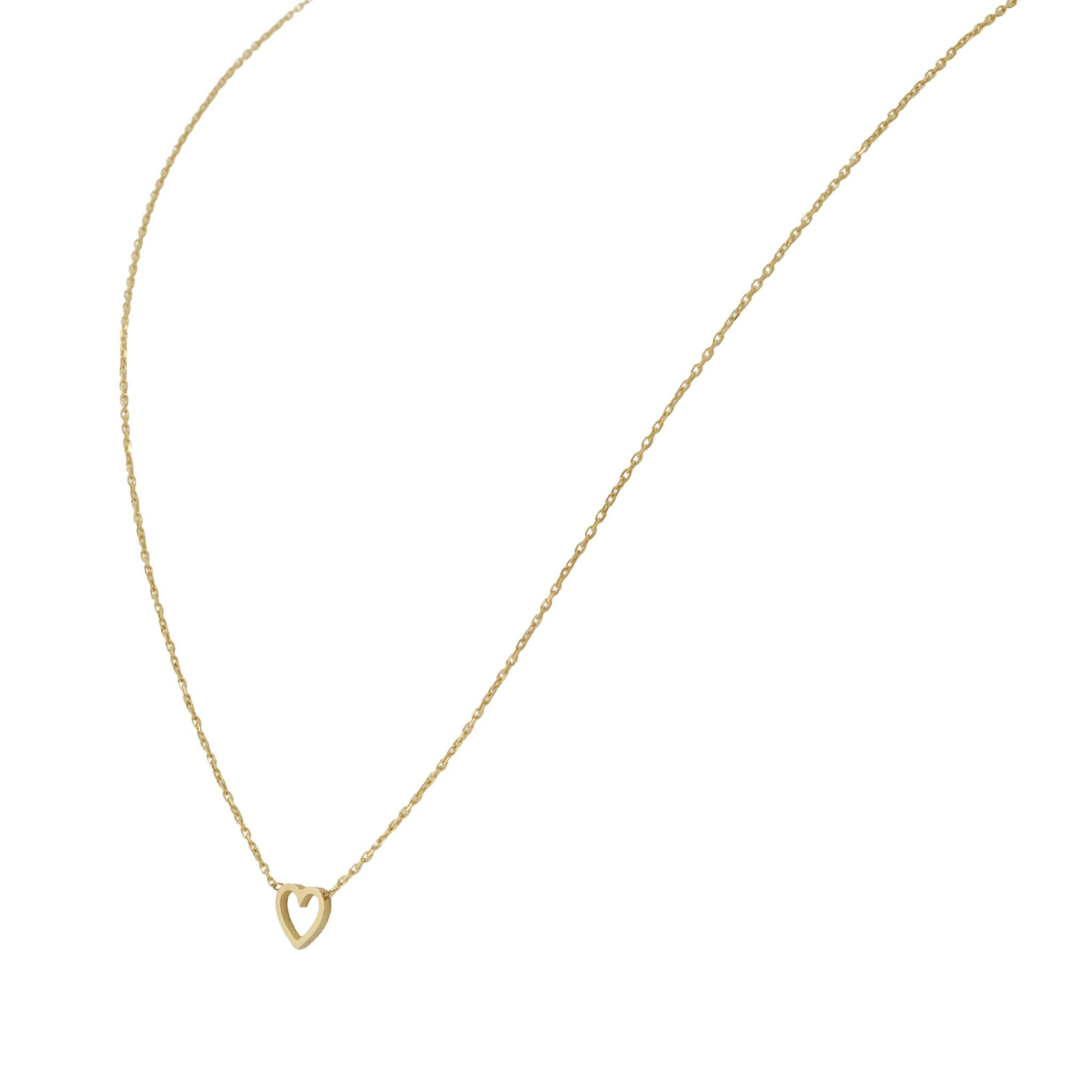14KT Yellow Gold Open Heart Pendant Necklace