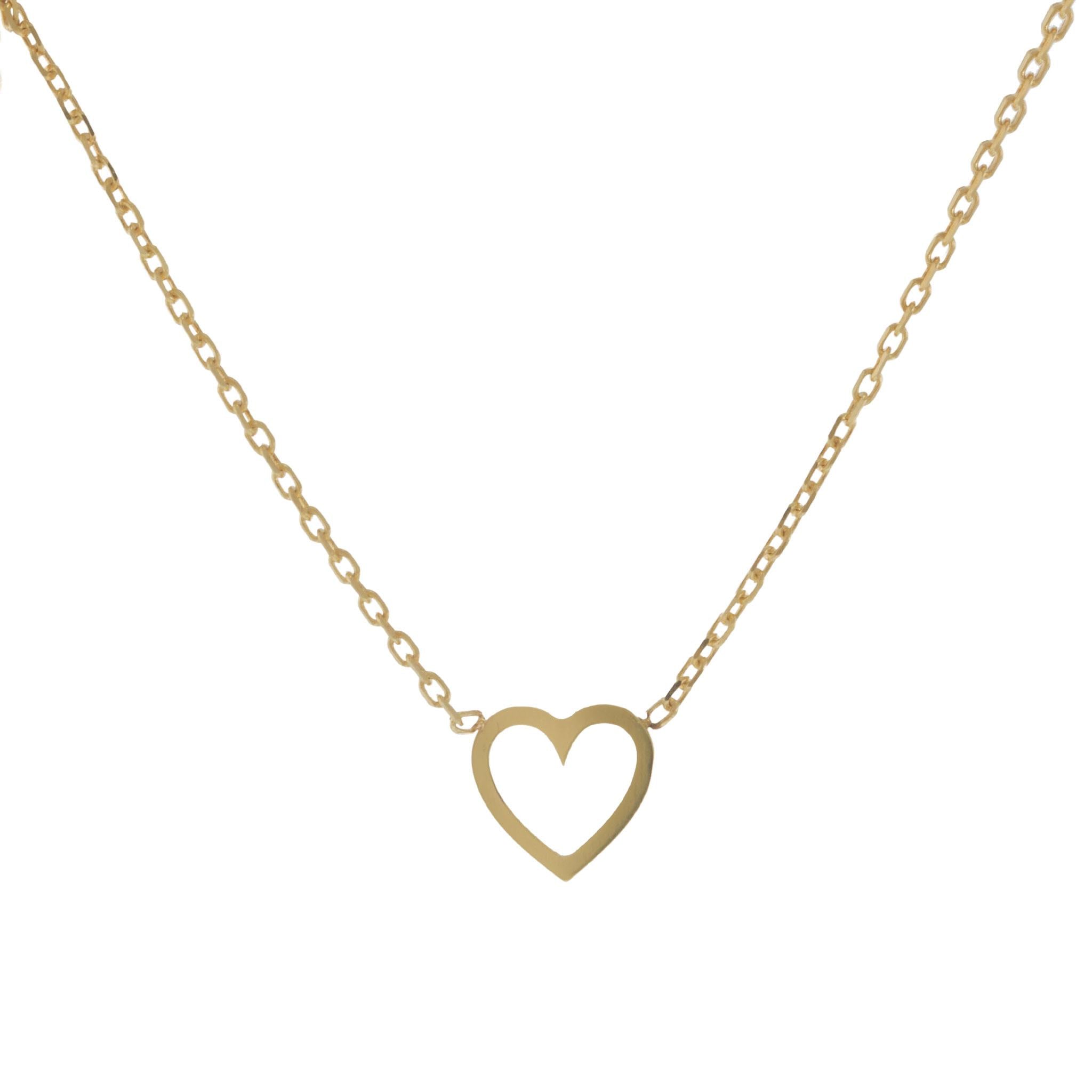 14KT Yellow Gold Open Heart Pendant Necklace