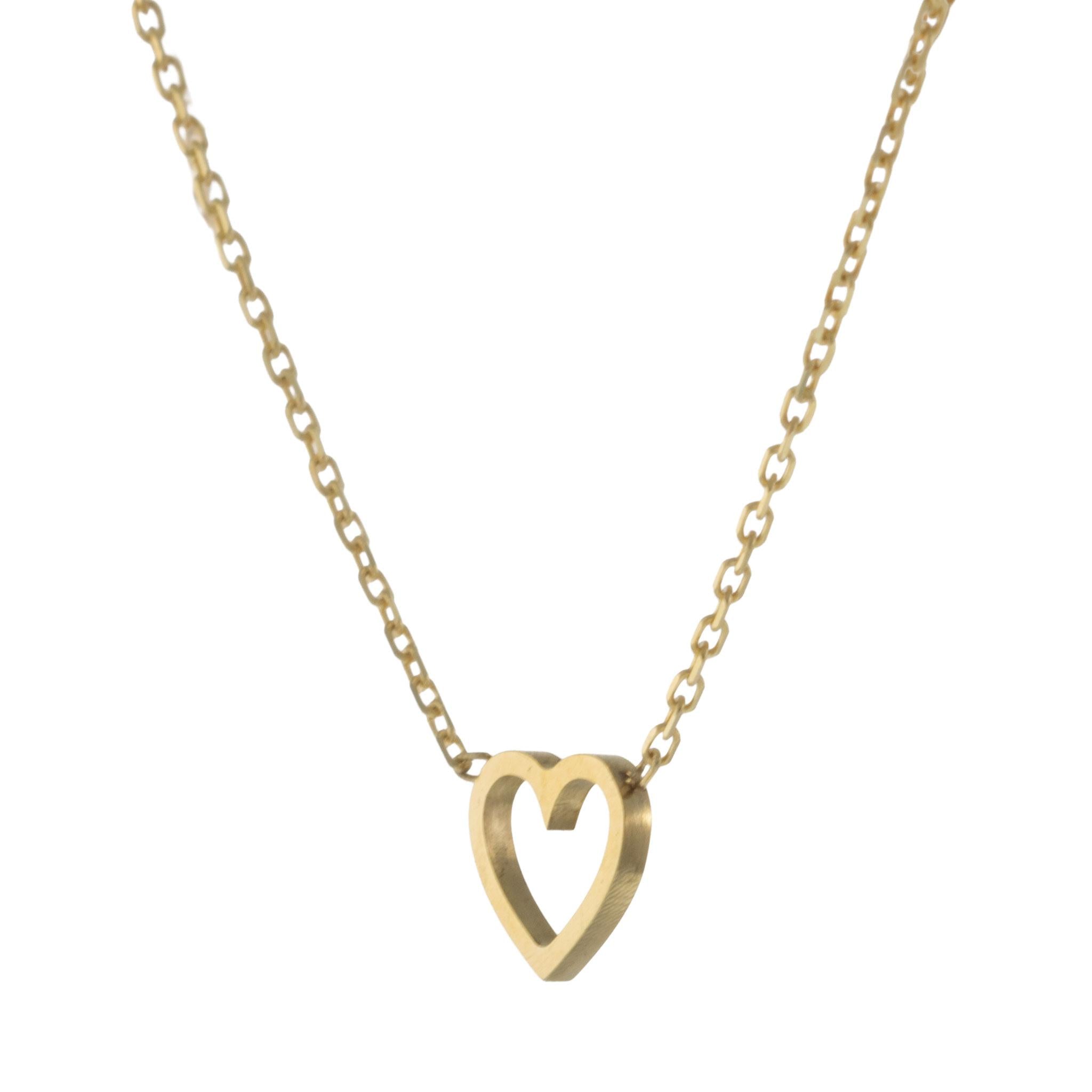 14KT Yellow Gold Open Heart Pendant Necklace