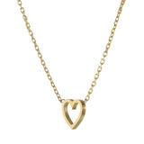 14KT Yellow Gold Open Heart Pendant Necklace