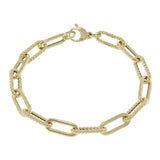 14KT Yellow Gold Oval Polished & Twisted Link Paperclip Bracelet – 7.5 Inches
