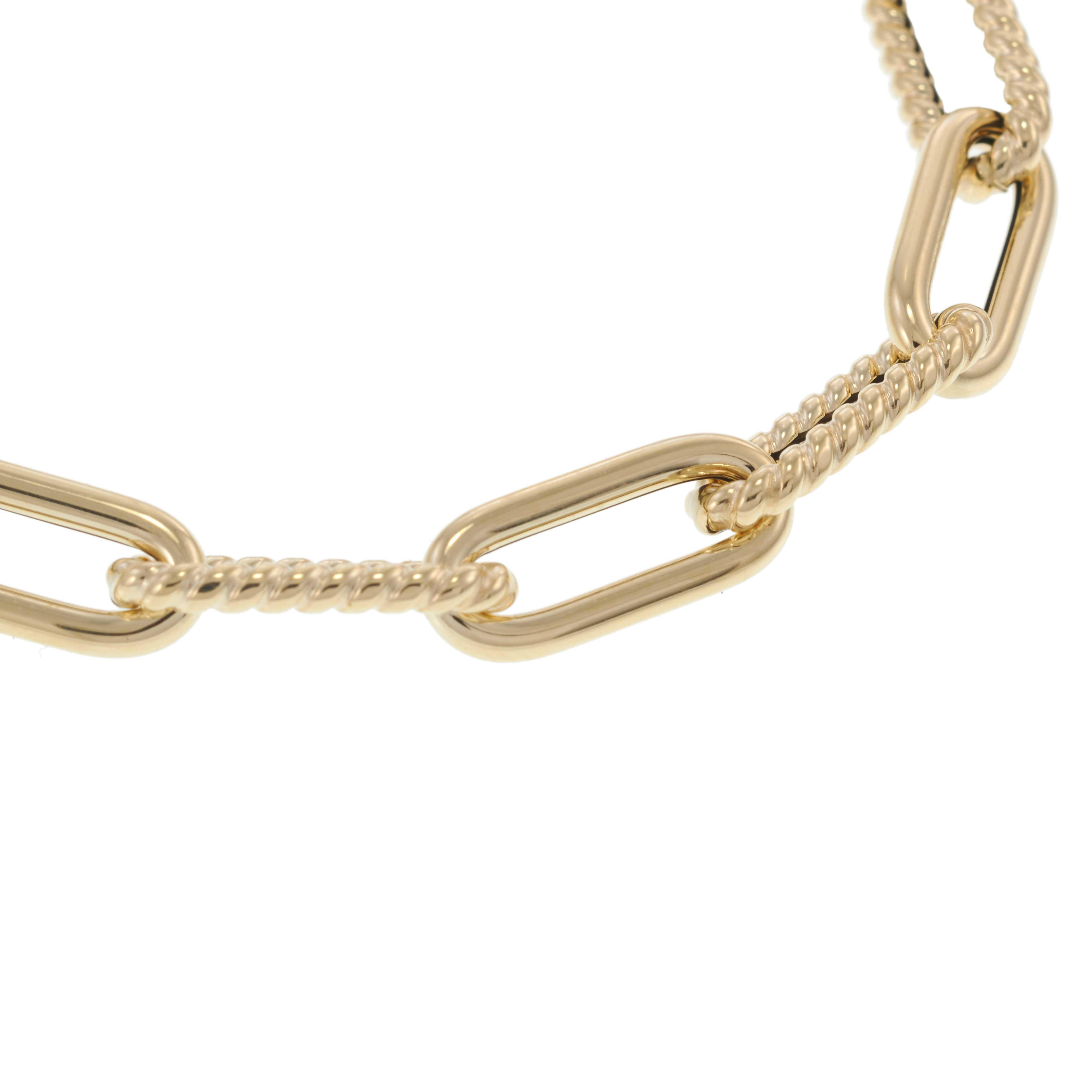 14KT Yellow Gold Oval Polished & Twisted Link Paperclip Bracelet – 7.5 Inches