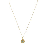 14KT Yellow Gold Turquoise Evil Eye Pendant Necklace