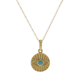 14KT Yellow Gold Turquoise Evil Eye Pendant Necklace
