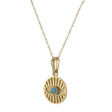 14KT Yellow Gold Turquoise Evil Eye Pendant Necklace
