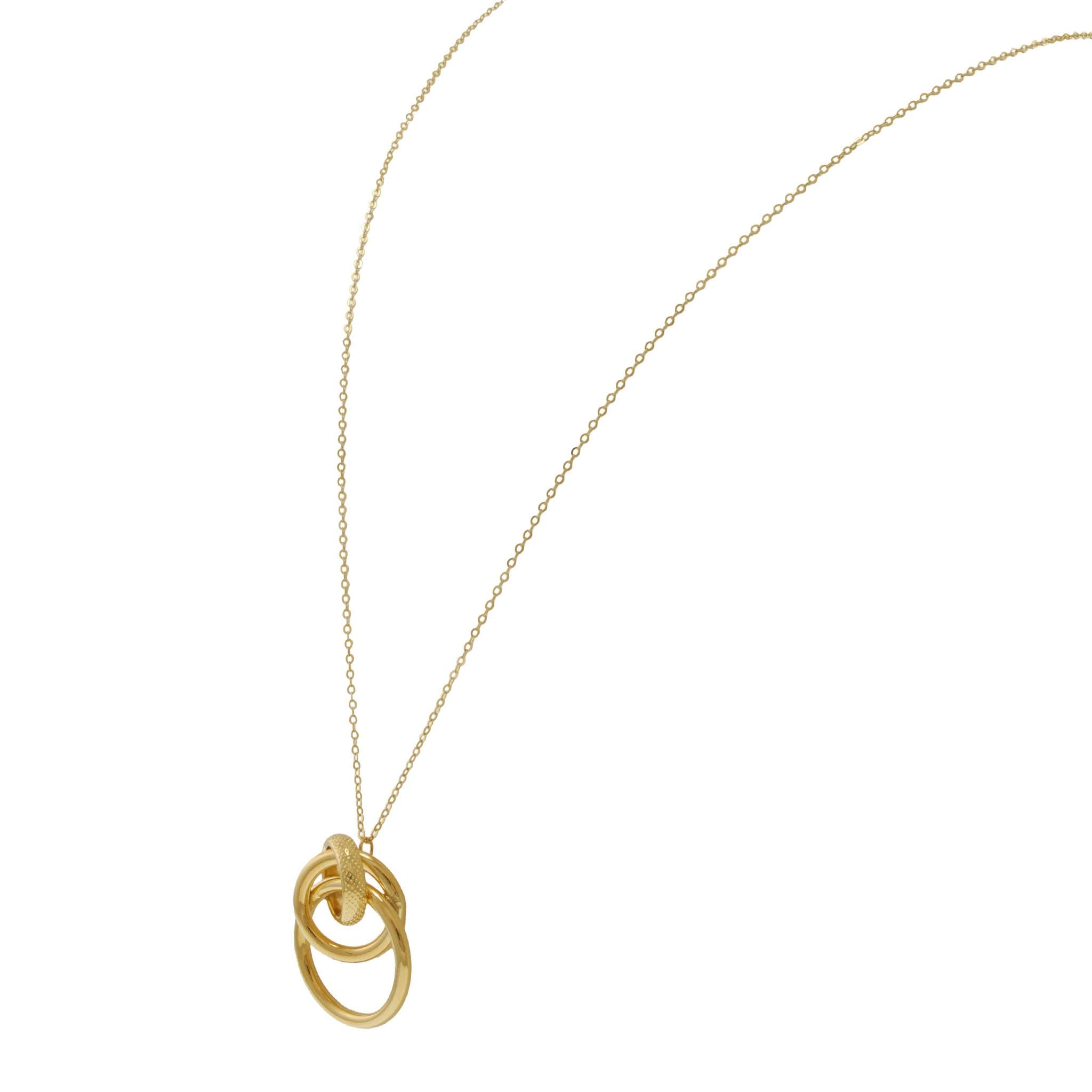 14KT Yellow Gold Interlocking Graduated Circle Pendant Necklace