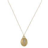 14KT Two-Tone Gold Oval Cross Pendant Necklace