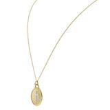 14KT Two-Tone Gold Oval Cross Pendant Necklace