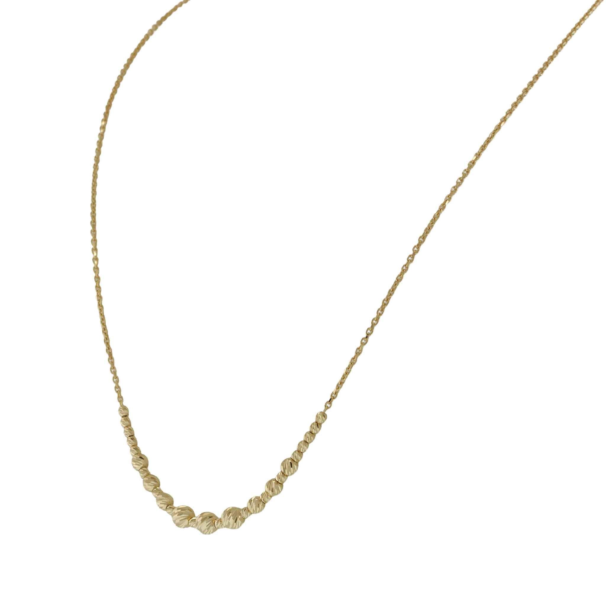 14KT Yellow Gold Graduated Diamond-Cut Bead Adjustable Necklace