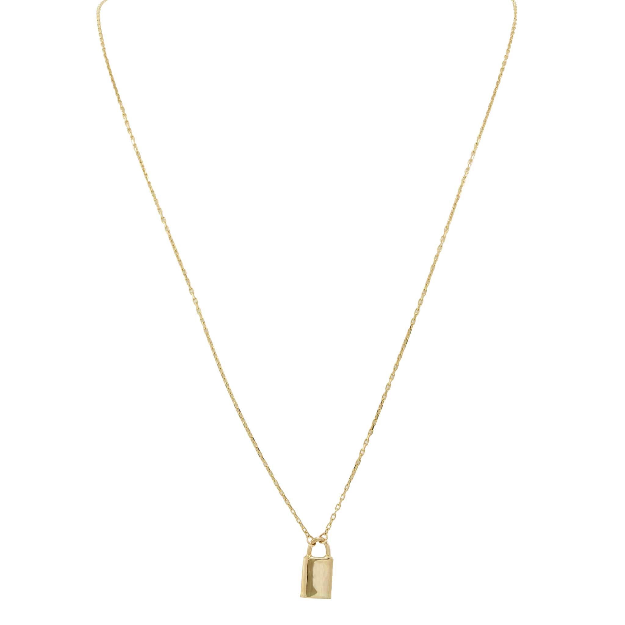 14KT Yellow Gold Padlock Adjustable Necklace