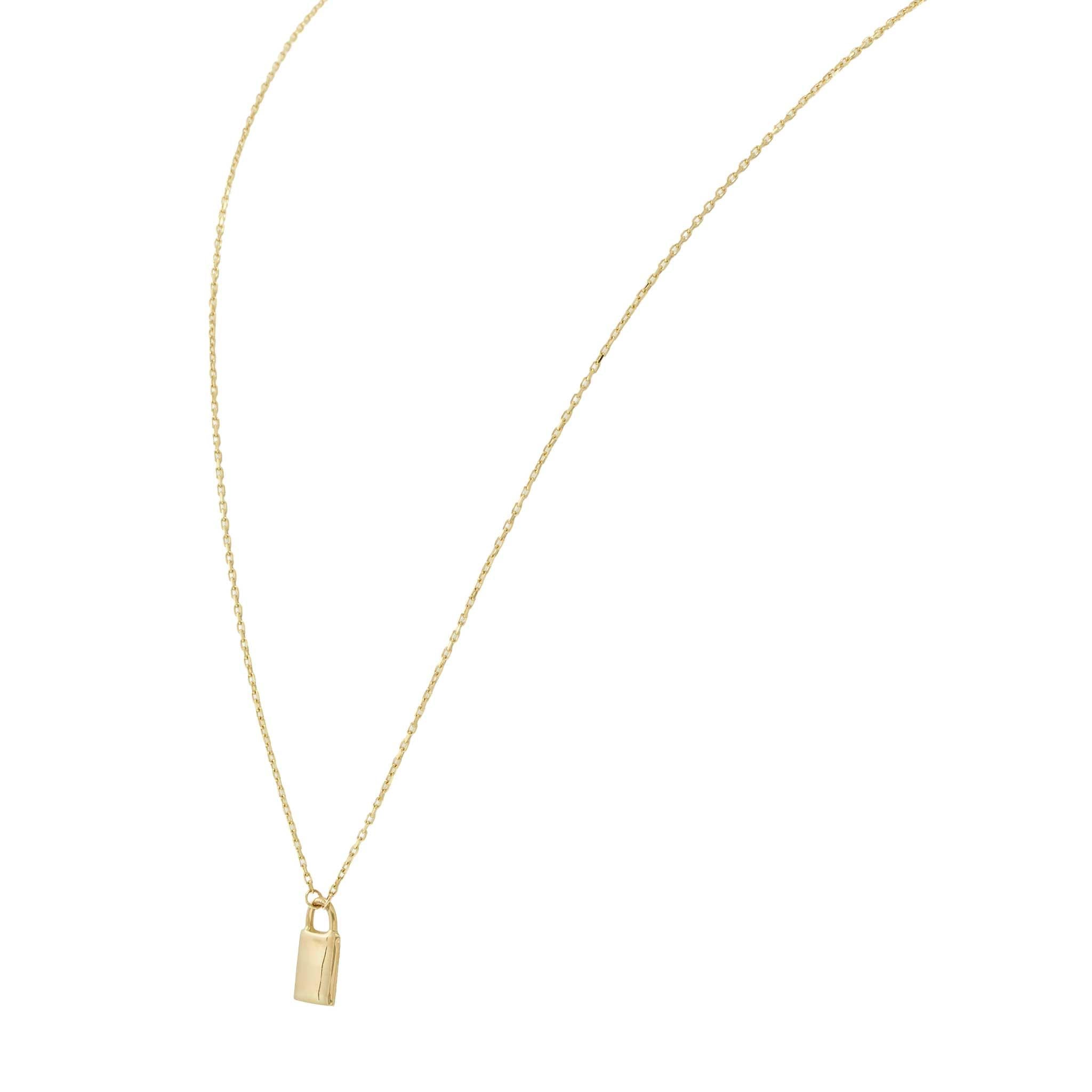14KT Yellow Gold Padlock Adjustable Necklace