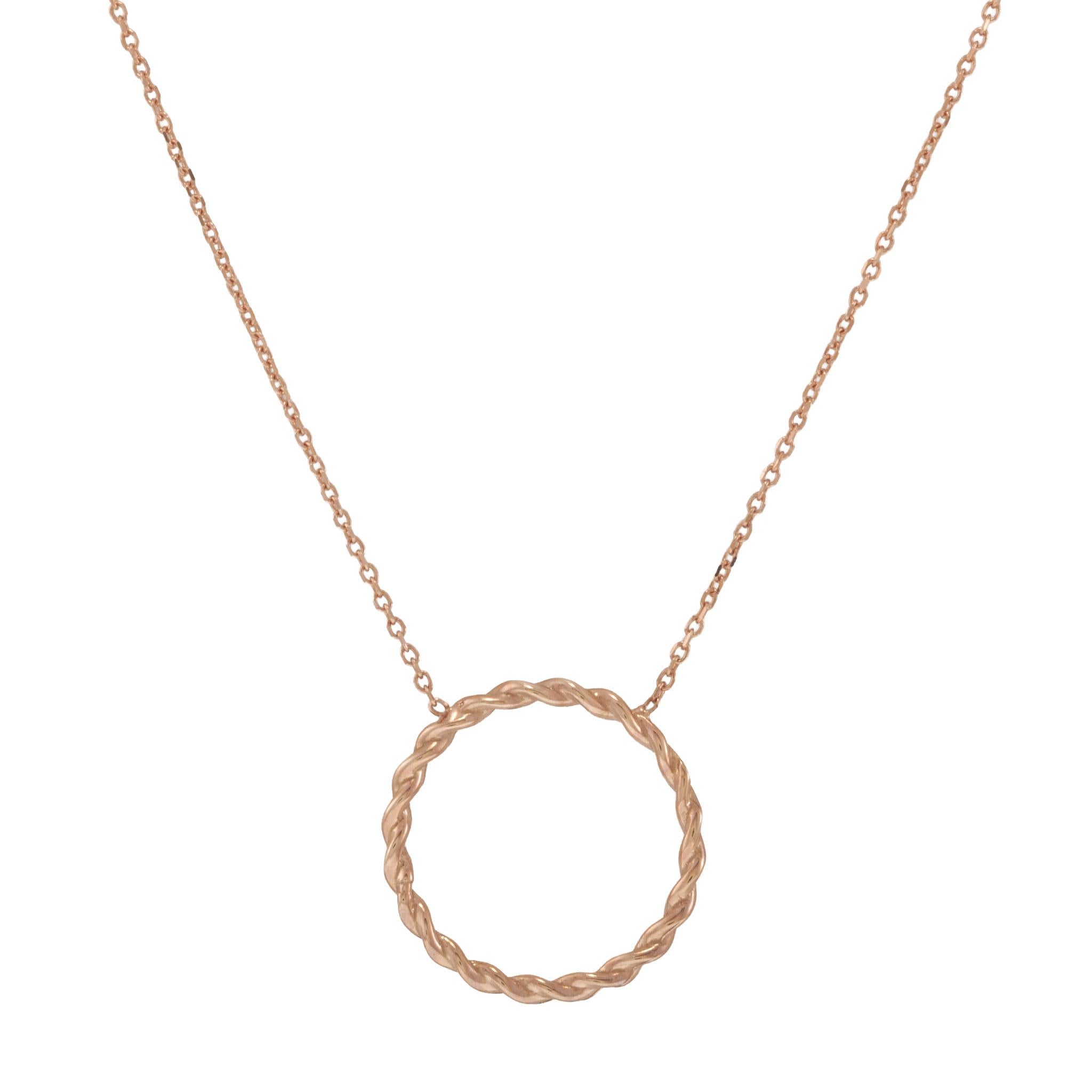 14KT Rose Gold Twisted Circle Adjustable Necklace