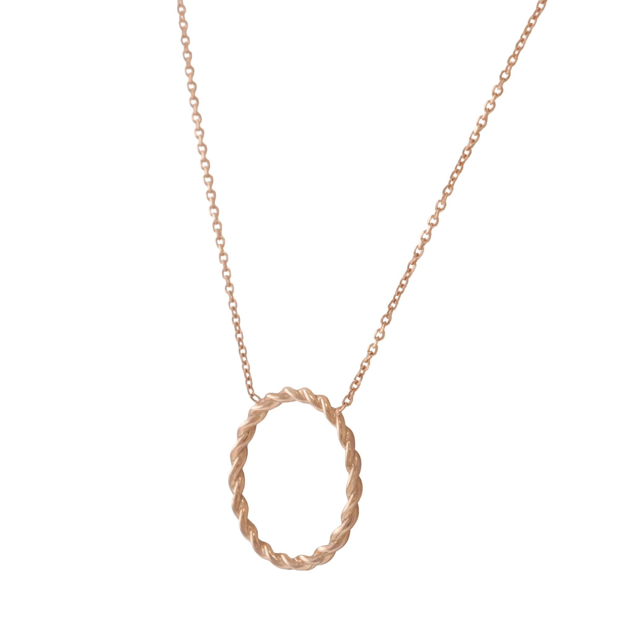 14KT Rose Gold Twisted Circle Adjustable Necklace