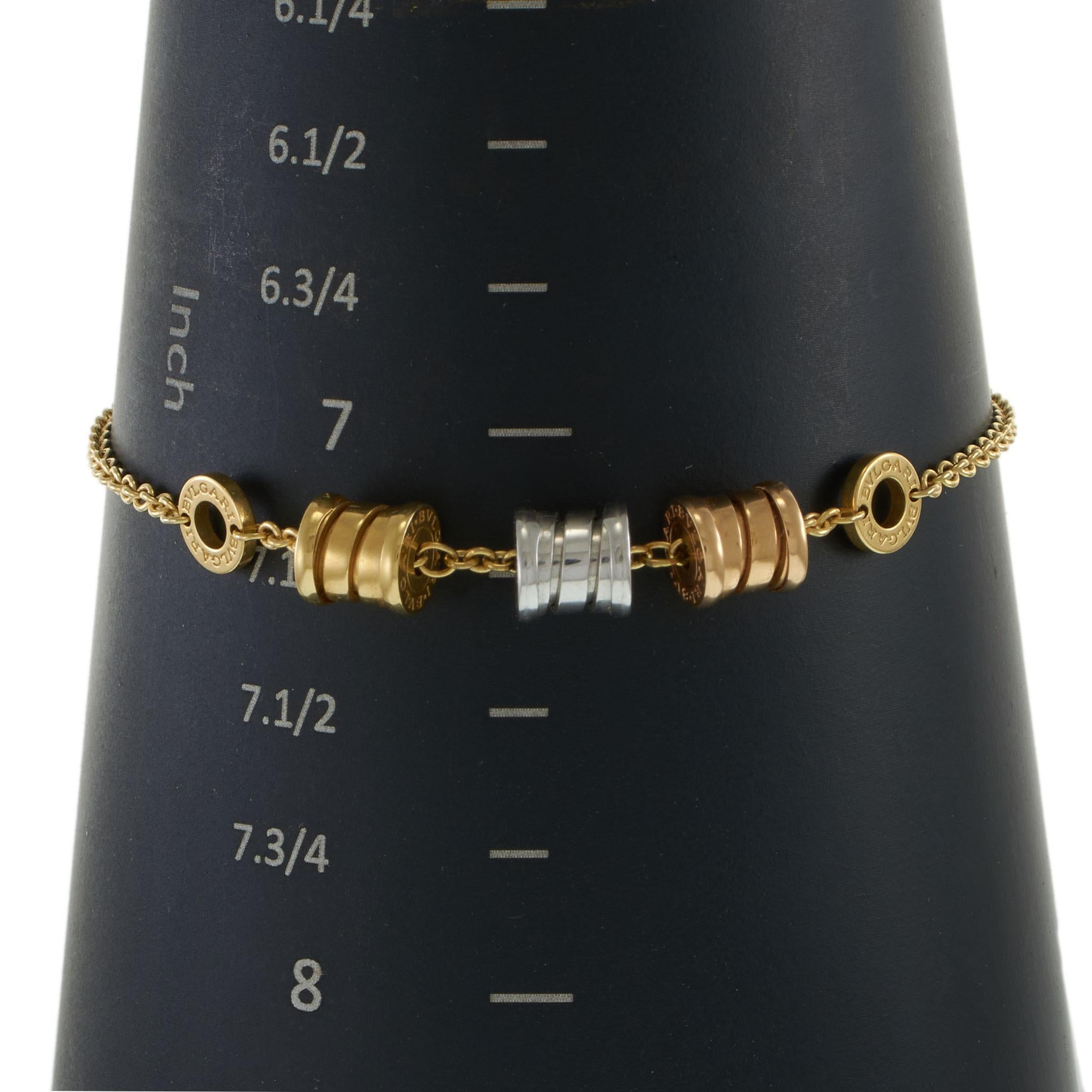 Pre-Owned Bvlgari B.Zero1 Three Station Bracelet in 18KT Tricolor Gold