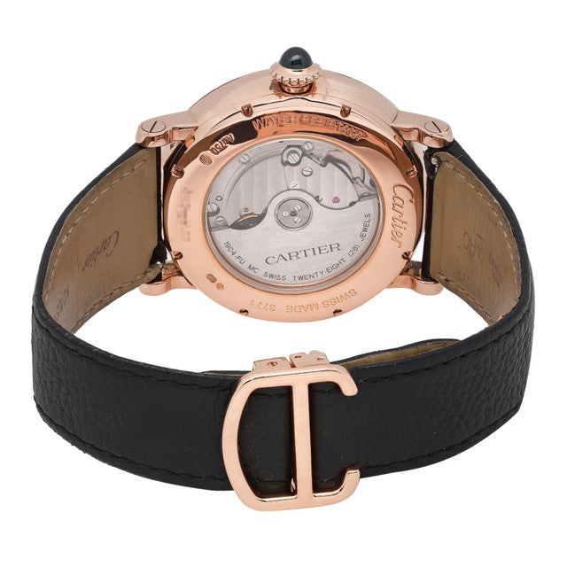 Cartier Rotonde Retrograde GMT 18k Gold Silver Guilloche Dial Watch W1556240