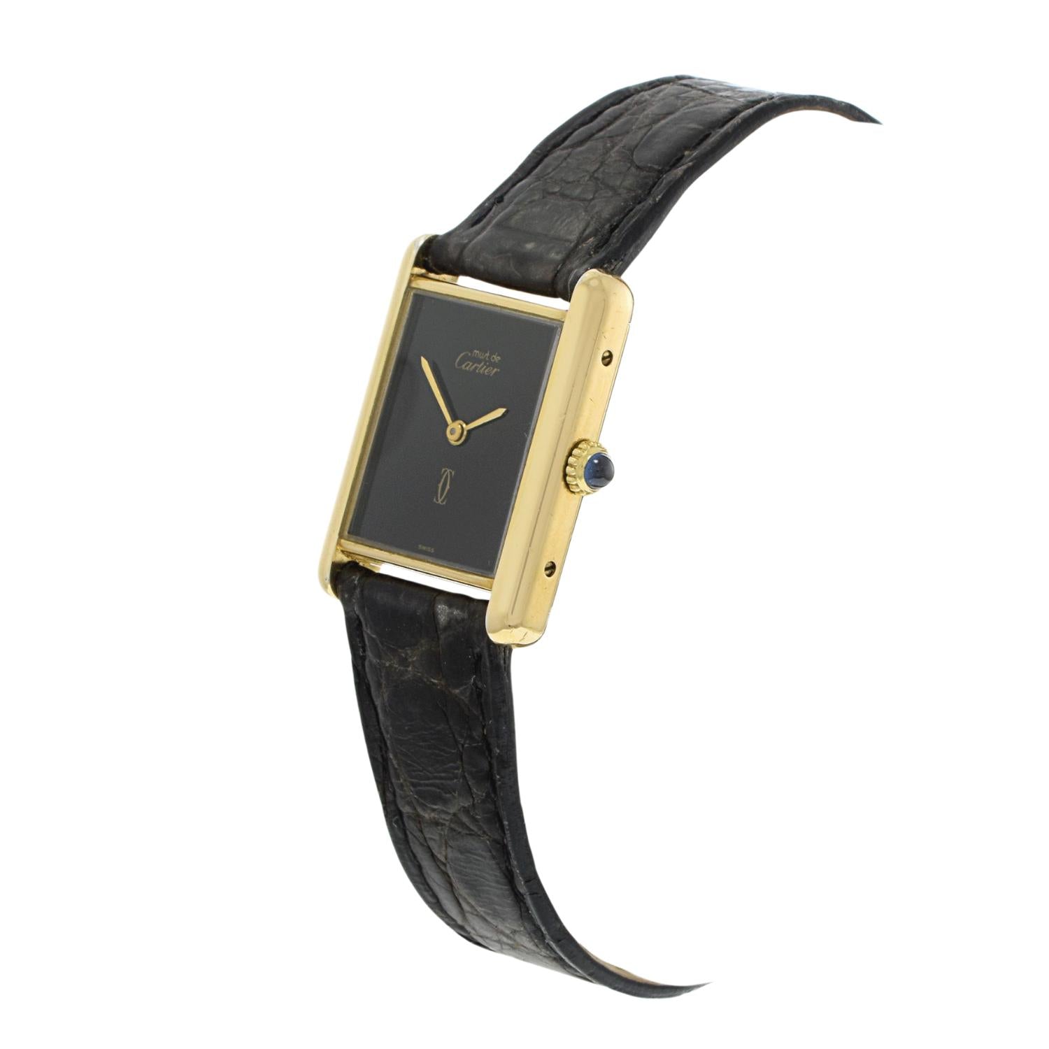 Vintage 1980s Must de Cartier Paris Tank Watch – Mechanical Manual Wind