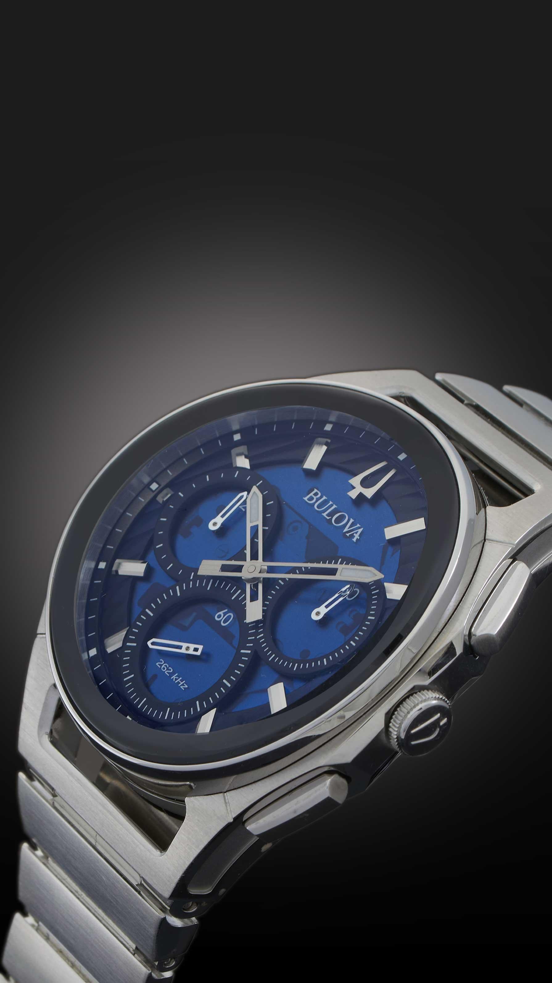 Bulova Curve Series 44MM Stainless Steel Chronograph – Ref. 96A205