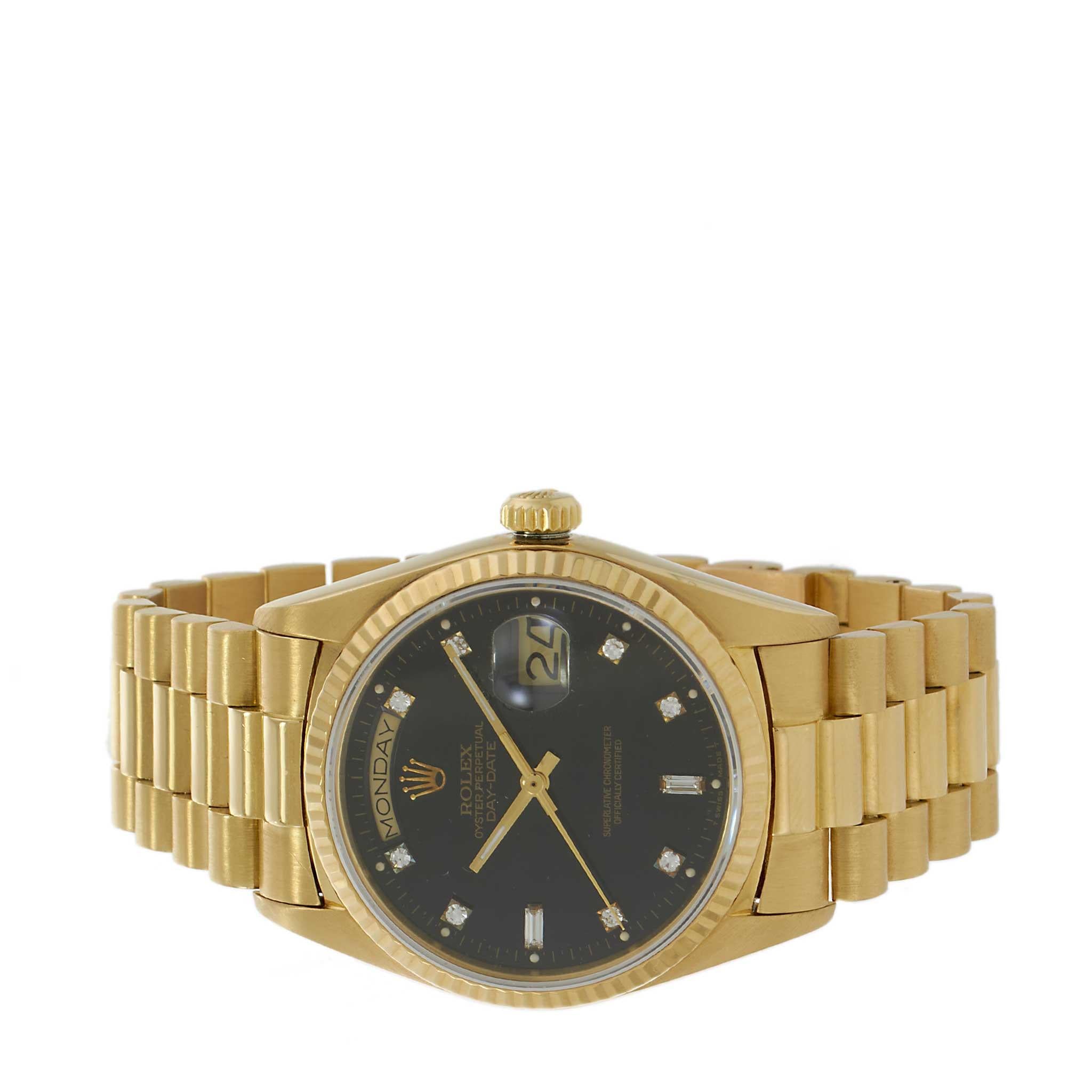 Vintage Rolex Day-Date Ref. 18038 18KT Yellow Gold – Factory Black Dial