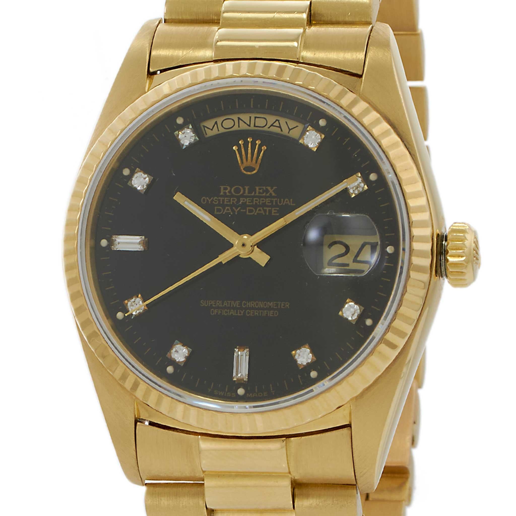 Vintage Rolex Day-Date Ref. 18038 18KT Yellow Gold – Factory Black Dial