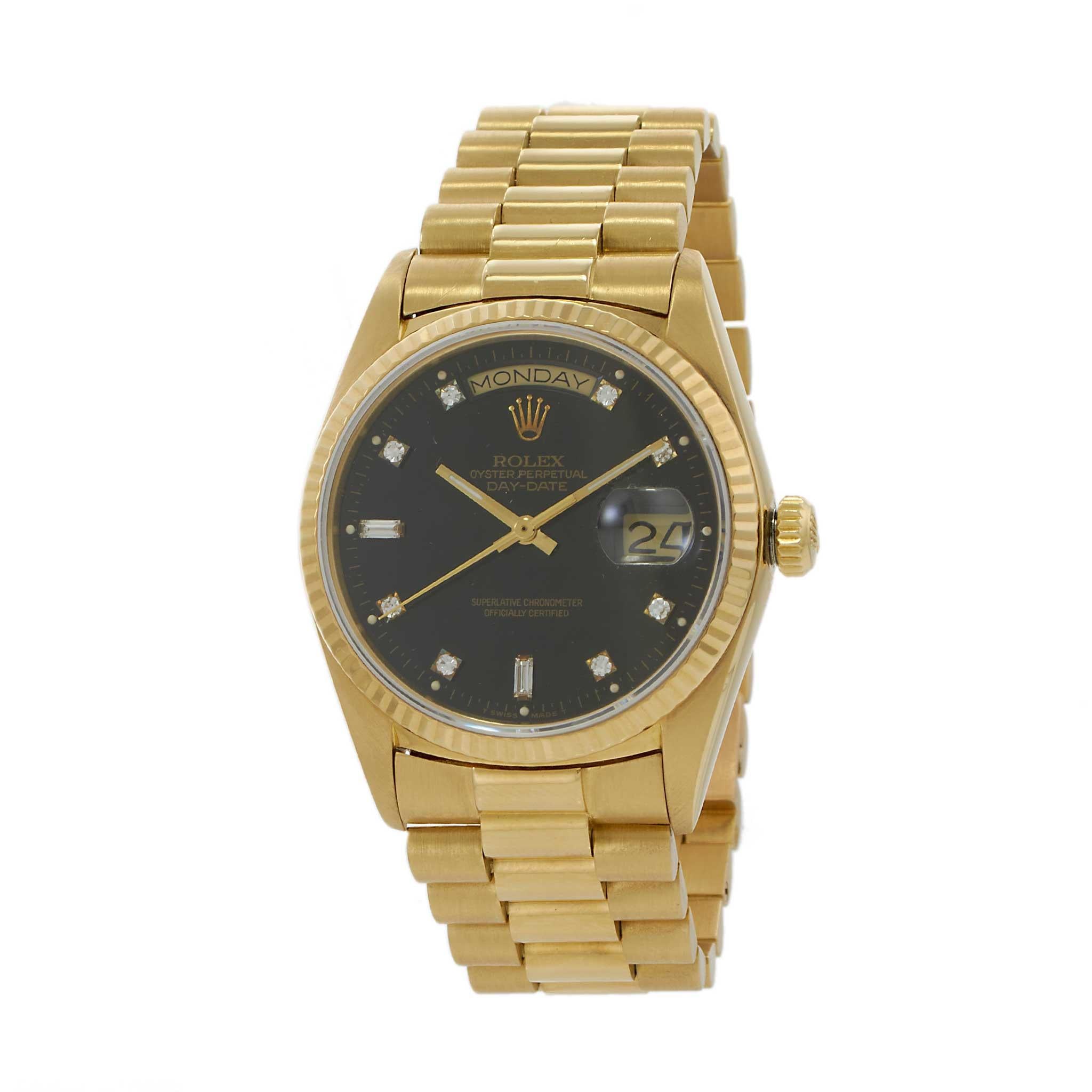 Vintage Rolex Day-Date Ref. 18038 18KT Yellow Gold – Factory Black Dial