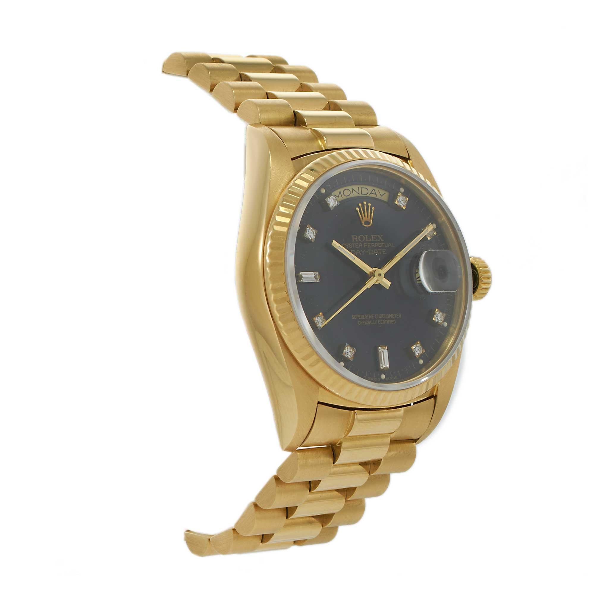 Vintage Rolex Day-Date Ref. 18038 18KT Yellow Gold – Factory Black Dial