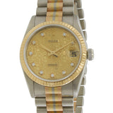 Rolex Midsize 31MM Tridor Datejust Ref. 68279 in 18KT White, Yellow & Rose Gold