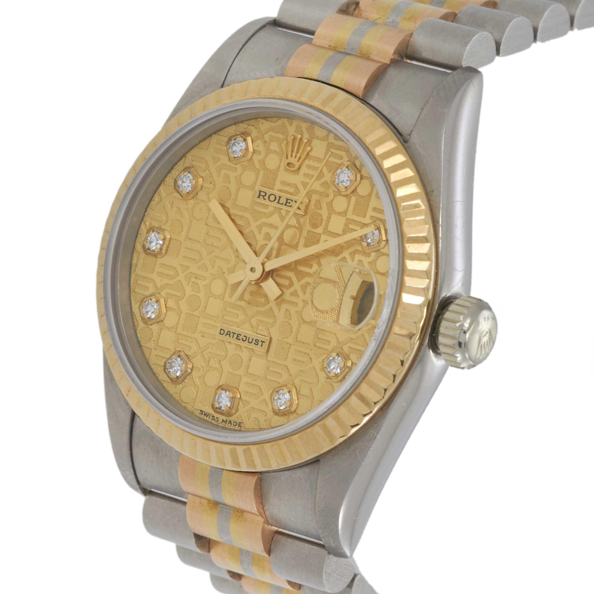 Rolex Midsize 31MM Tridor Datejust Ref. 68279 in 18KT White, Yellow & Rose Gold