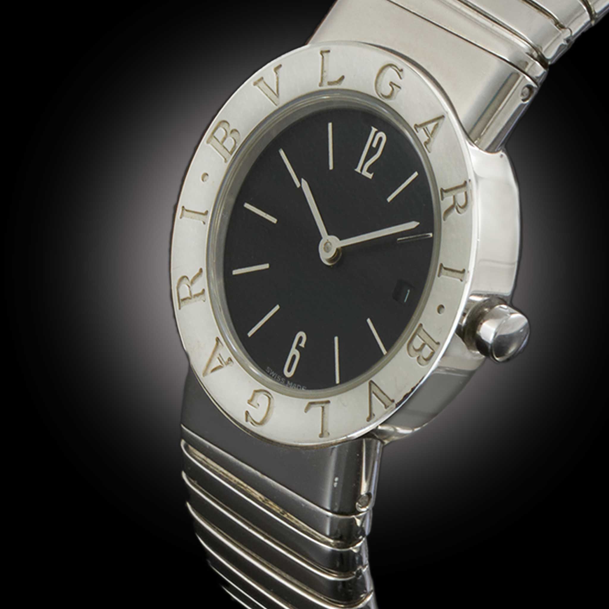 Bvlgari Tubogas Ref. BB26 2TS – Stainless Steel, Black Dial, Quartz